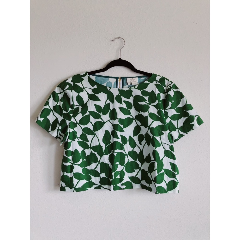 KATE SPADE Garden Leaves Poplin Crop Top